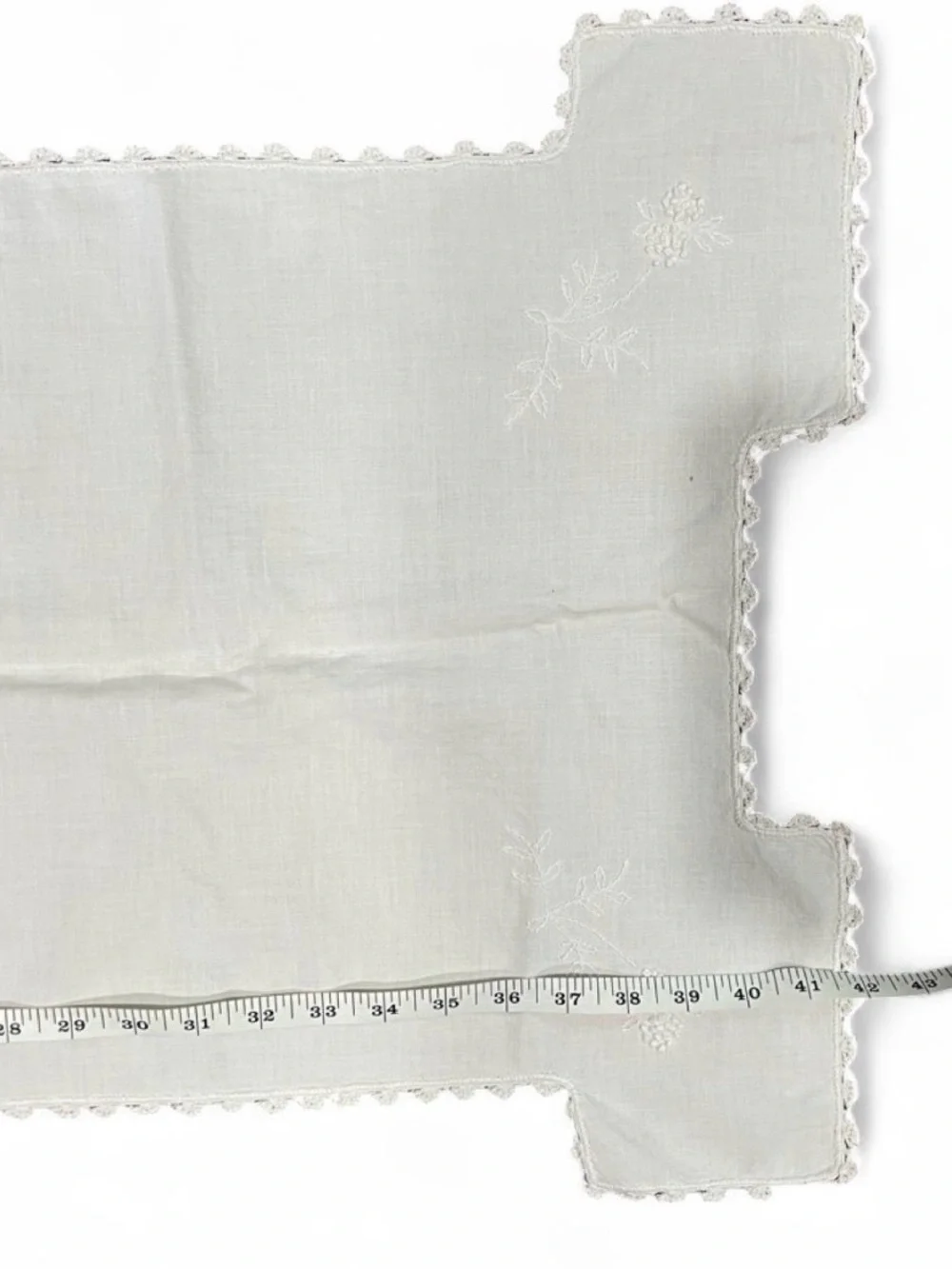 Embroidered Linen Table Runner in Soft White